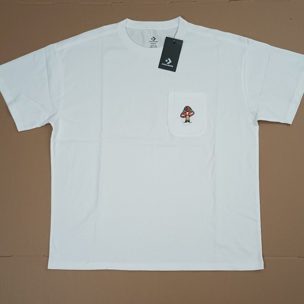 Converse Loose Fit Tee Short Sleeve Crew Neck White Size Medium 100% Cotton NWT